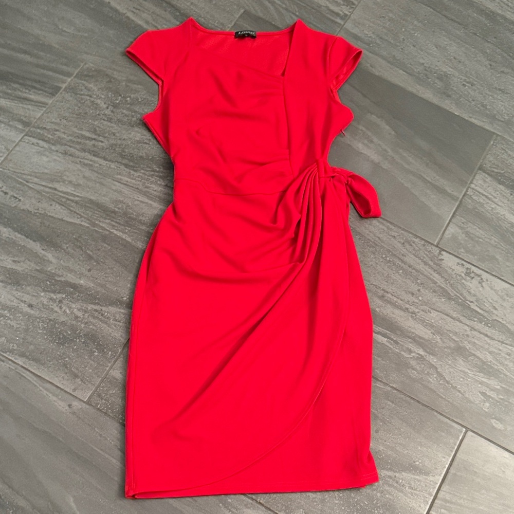 Red Side-Tie Sheath Dress